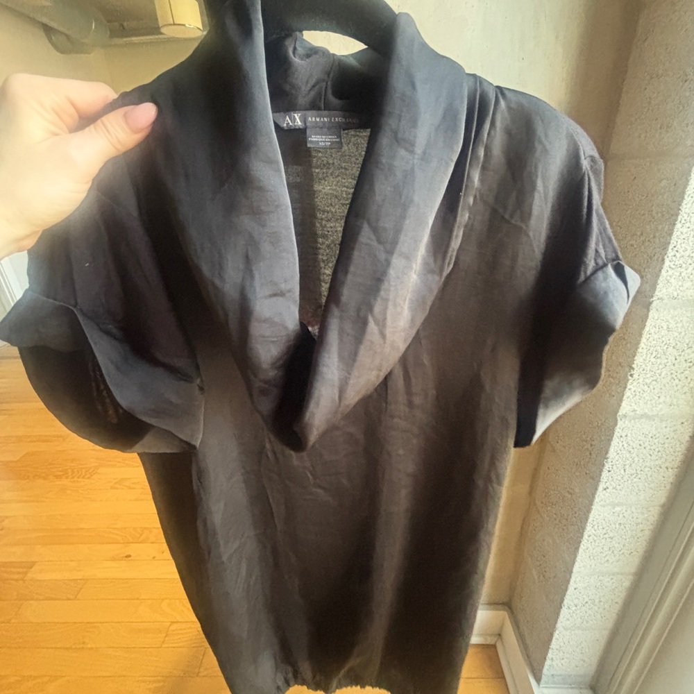 Armani Exchange Black Cowl Neck Top